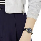 Buy Shop Swarovski Crystalline Pure Black Dial Black Leather Strap Watch for Women - 5275043 USA Online