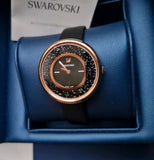 Buy Shop Swarovski Crystalline Pure Black Dial Black Leather Strap Watch for Women - 5275043 USA Online
