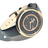 Buy Shop Swarovski Crystalline Pure Black Dial Black Leather Strap Watch for Women - 5275043 USA Online