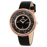 Buy Shop Swarovski Crystalline Pure Black Dial Black Leather Strap Watch for Women - 5275043 USA Online
