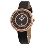 Buy Shop Swarovski Crystalline Pure Black Dial Black Leather Strap Watch for Women - 5275043 USA Online