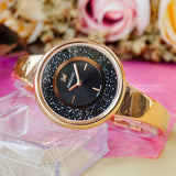Buy Shop Swarovski Crystalline Pure Black Dial Rose Gold Steel Strap Watch for Women - 5295334 USA Online