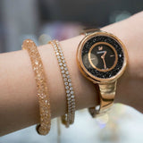 Buy Shop Swarovski Crystalline Pure Black Dial Rose Gold Steel Strap Watch for Women - 5295334 USA Online