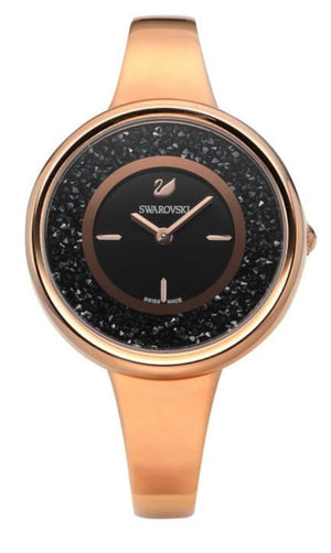 Buy Shop Swarovski Crystalline Pure Black Dial Rose Gold Steel Strap Watch for Women - 5295334 USA Online