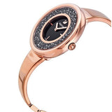 Swarovski Crystalline Pure Black Dial Rose Gold Steel Strap Watch for Women - 5295334