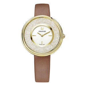 Buy Shop Swarovski Crystalline Pure White Dial Brown Leather Strap Watch for Women - 5275040 USA Online