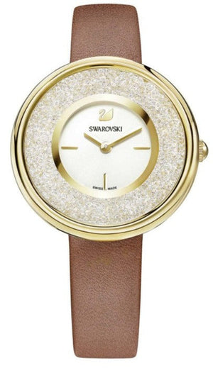Buy Shop Swarovski Crystalline Pure White Dial Brown Leather Strap Watch for Women - 5275040 USA Online