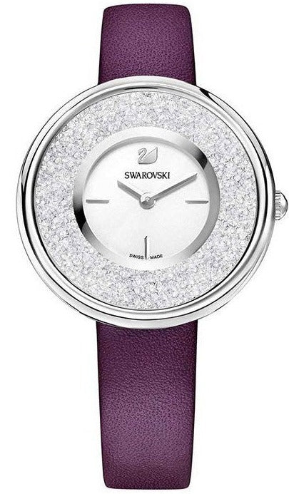 Buy Shop Swarovski Crystalline Silver Dial Purple Leather Strap Watch for Women - 5295355 USA Online