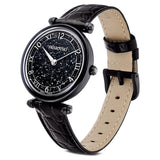 Buy Shop Swarovski Crystalline Wonder Black Dial Black Leather Strap Watch for Women - 5664311 USA Online