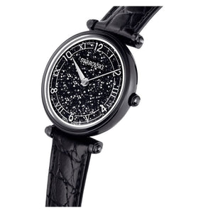 Buy Shop Swarovski Crystalline Wonder Black Dial Black Leather Strap Watch for Women - 5664311 USA Online