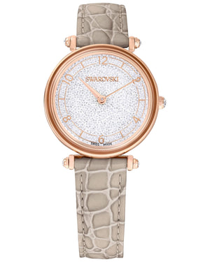 Buy Shop Swarovski Crystalline Wonder Silver Dial Beige Leather Strap Watch for Women - 5656899 USA Online