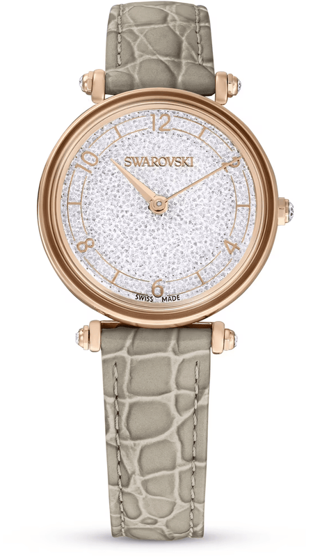 Buy Shop Swarovski Crystalline Wonder Silver Dial Beige Leather Strap Watch for Women - 5656899 USA Online