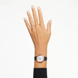 Buy Shop Swarovski Crystalline Wonder Silver Dial Black Leather Strap Watch for Women - 5653359 USA Online