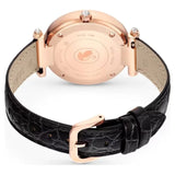 Buy Shop Swarovski Crystalline Wonder Silver Dial Black Leather Strap Watch for Women - 5653359 USA Online