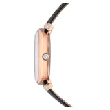 Buy Shop Swarovski Crystalline Wonder Silver Dial Black Leather Strap Watch for Women - 5653359 USA Online