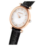 Buy Shop Swarovski Crystalline Wonder Silver Dial Black Leather Strap Watch for Women - 5653359 USA Online