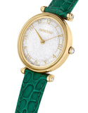 Buy Shop Swarovski Crystalline Wonder Silver Dial Green Leather Strap Watch for Women - 5656893 USA Online