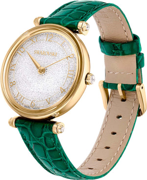 Buy Shop Swarovski Crystalline Wonder Silver Dial Green Leather Strap Watch for Women - 5656893 USA Online
