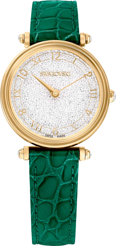 Buy Shop Swarovski Crystalline Wonder Silver Dial Green Leather Strap Watch for Women - 5656893 USA Online
