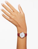 Buy Shop Swarovski Crystalline Wonder Silver Dial Red Leather Strap Watch for Women - 5656905 USA Online