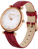 Buy Shop Swarovski Crystalline Wonder Silver Dial Red Leather Strap Watch for Women - 5656905 USA Online