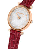 Buy Shop Swarovski Crystalline Wonder Silver Dial Red Leather Strap Watch for Women - 5656905 USA Online