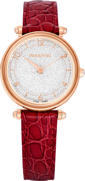 Buy Shop Swarovski Crystalline Wonder Silver Dial Red Leather Strap Watch for Women - 5656905 USA Online
