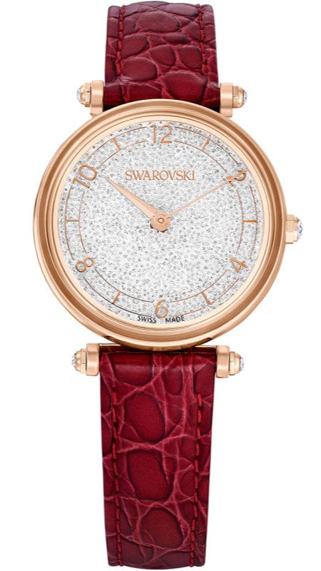 Buy Shop Swarovski Crystalline Wonder Silver Dial Red Leather Strap Watch for Women - 5656905 USA Online