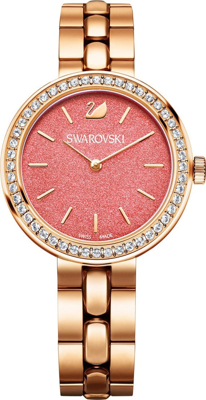 Buy Shop Swarovski Daytime Quartz Coral Dial Rose Gold Steel Strap Watch for Women - 5182250 USA Online