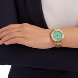 Buy Shop Swarovski Daytime Crystals Turquoise Dial Gold Steel Strap Watch for Women - 5182212 USA Online