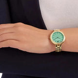 Buy Shop Swarovski Daytime Crystals Turquoise Dial Gold Steel Strap Watch for Women - 5182212 USA Online