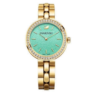Buy Shop Swarovski Daytime Crystals Turquoise Dial Gold Steel Strap Watch for Women - 5182212 USA Online