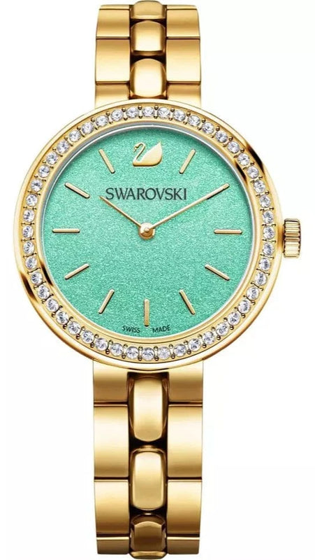 Buy Shop Swarovski Daytime Crystals Turquoise Dial Gold Steel Strap Watch for Women - 5182212 USA Online