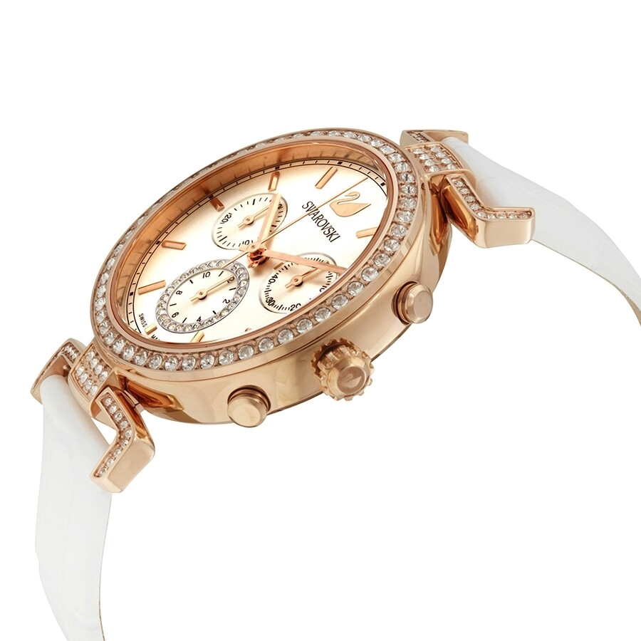 Buy Shop Swarovski Era Journey Silver Dial White Leather Strap Watch for Women - 5295369 USA Online