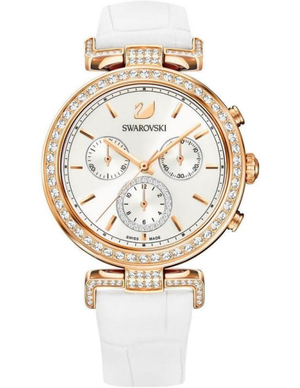 Buy Shop Swarovski Era Journey Silver Dial White Leather Strap Watch for Women - 5295369 USA Online