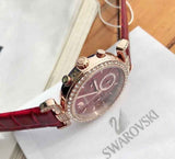 Buy Shop Swarovski Era Journey Red Dial Red Leather Strap Watch for Women - 5416701 USA Online