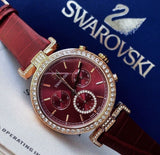 Buy Shop Swarovski Era Journey Red Dial Red Leather Strap Watch for Women - 5416701 USA Online