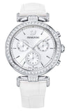 Buy Shop Swarovski Era Journey Silver Dial White Leather Strap Watch for Women - 5295346 USA Online