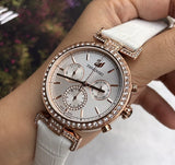 Buy Shop Swarovski Era Journey Silver Dial White Leather Strap Watch for Women - 5295369 USA Online