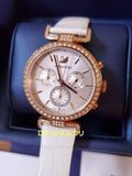 Buy Shop Swarovski Era Journey Silver Dial White Leather Strap Watch for Women - 5295369 USA Online