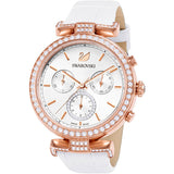 Buy Shop Swarovski Era Journey Silver Dial White Leather Strap Watch for Women - 5295369 USA Online