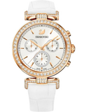 Buy Shop Swarovski Era Journey Silver Dial White Leather Strap Watch for Women - 5295369 USA Online