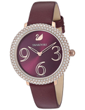 Buy Shop Swarovski Crystal Frost Red Dial Red Leather Strap Watch for Women - 5484064 USA Online
