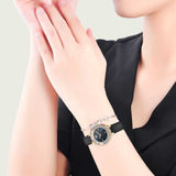 Buy Shop Swarovski Lovely Crystals Analog Black Dial Black Leather Strap Watch for Women - 5301877 USA Online