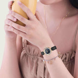 Buy Shop Swarovski Lovely Crystals Analog Black Dial Black Leather Strap Watch for Women - 5301877 USA Online