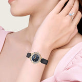 Buy Shop Swarovski Lovely Crystals Analog Black Dial Black Leather Strap Watch for Women - 5301877 USA Online
