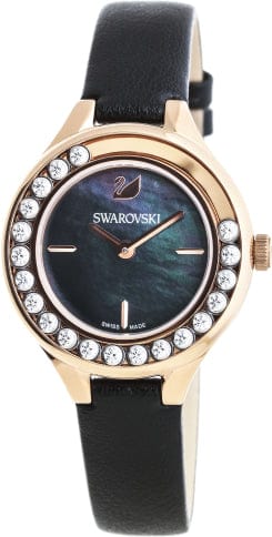 Buy Shop Swarovski Lovely Crystals Analog Black Dial Black Leather Strap Watch for Women - 5301877 USA Online