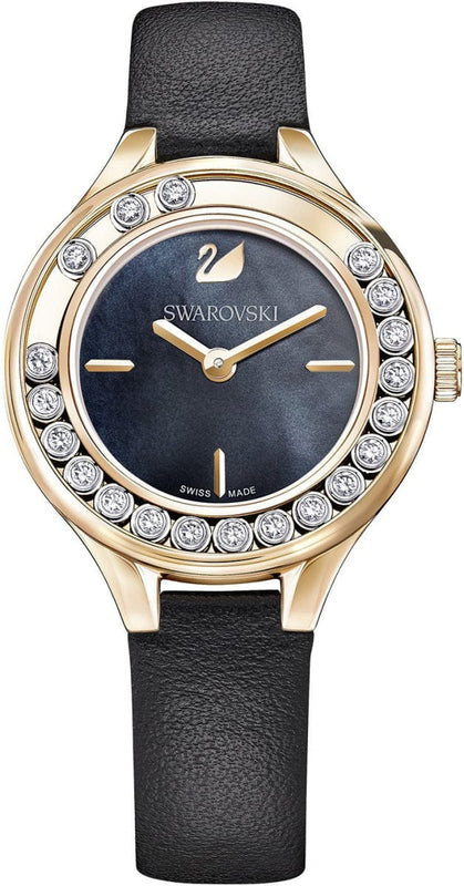 Buy Shop Swarovski Lovely Crystals Analog Black Dial Black Leather Strap Watch for Women - 5301877 USA Online