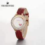 Buy Shop Swarovski Lovely Crystals Analog White Dial Red Leather Strap Watch for Women - 5297584 USA Online