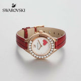 Buy Shop Swarovski Lovely Crystals Analog White Dial Red Leather Strap Watch for Women - 5297584 USA Online